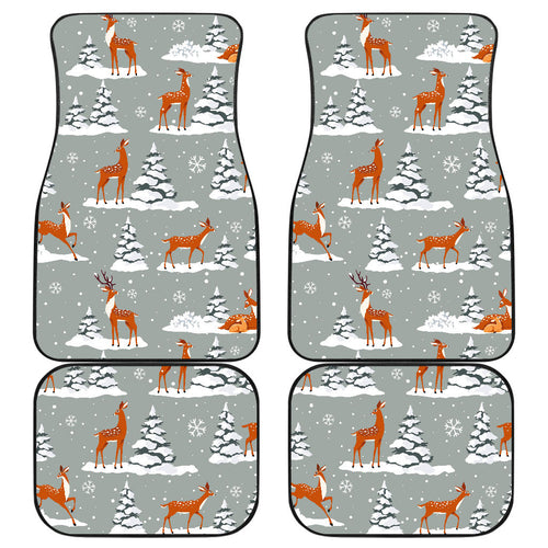 Beautiful Deers Winter Christmas Front And Back Car Mats