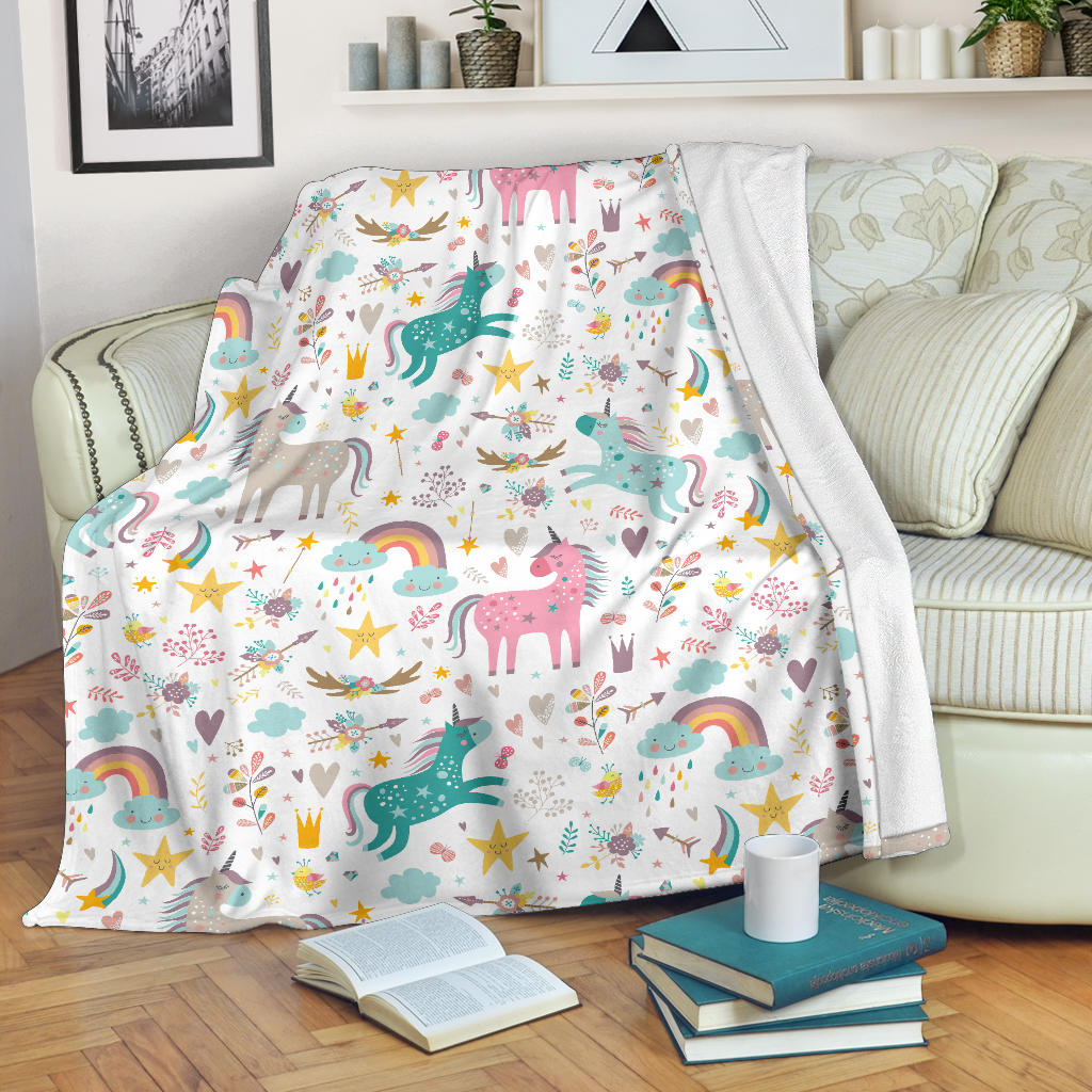 Colorful Unicorn Pattern Premium Blanket