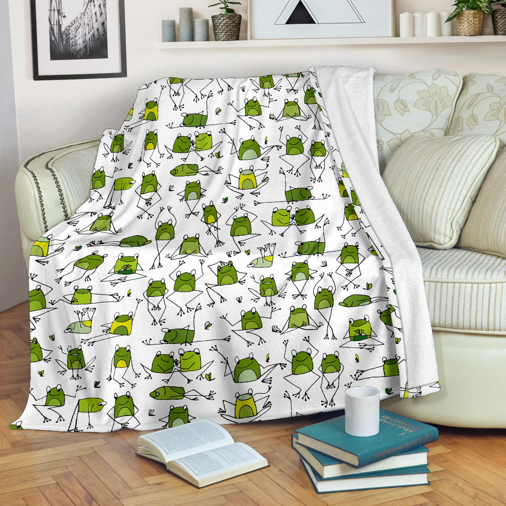 Sketch Funny Frog Pattern Premium Blanket