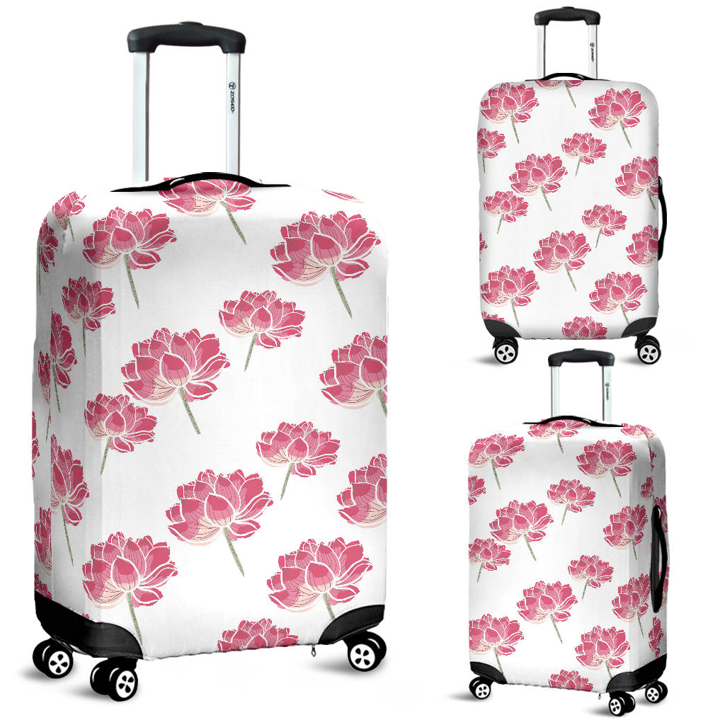 Pink Lotus Waterlily Pattern Luggage Covers
