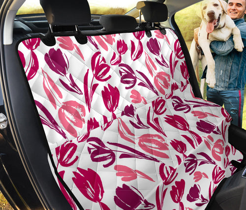 Pink Sketch Tulip Pattern Dog Car Seat Covers