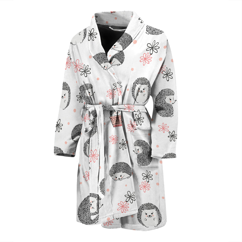Hedgehog Pattern Print Design 02 Men's Bathrobe