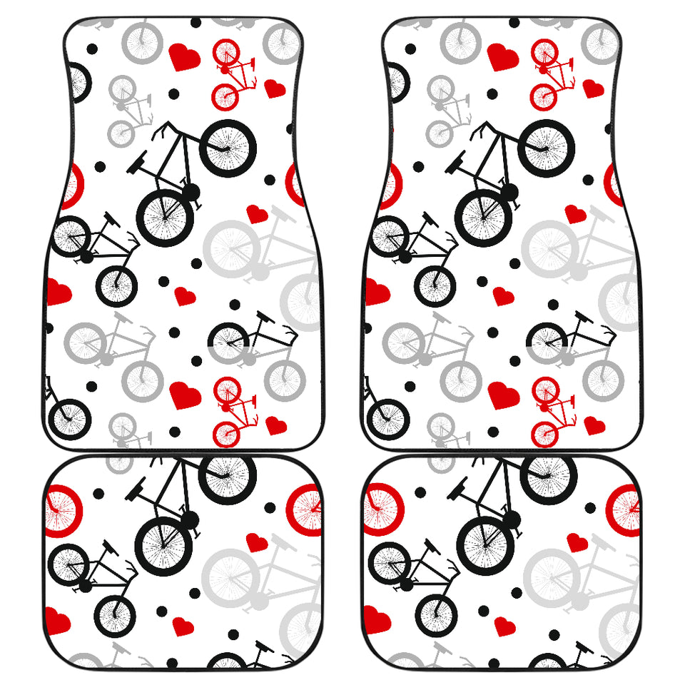 Bicycle Pattern Print Design 04 Front and Back Car Mats
