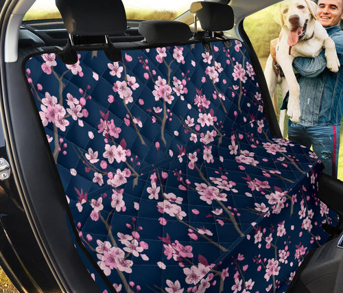 Pink Sakura Cherry Blossom Blue Background Dog Car Seat Covers