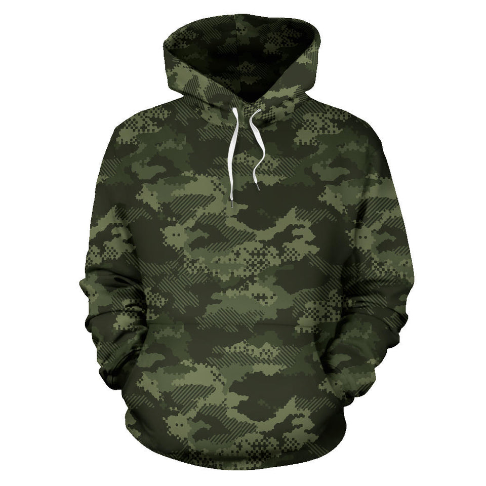 Digital Green Camo Camouflage Pattern Men Women Pullover Hoodie