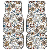 Cute Nautical Steering Wheel Anchor Pattern Front And Back Car Mats