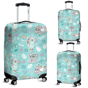 Cute Koalas Blue Background Pattern Luggage Covers