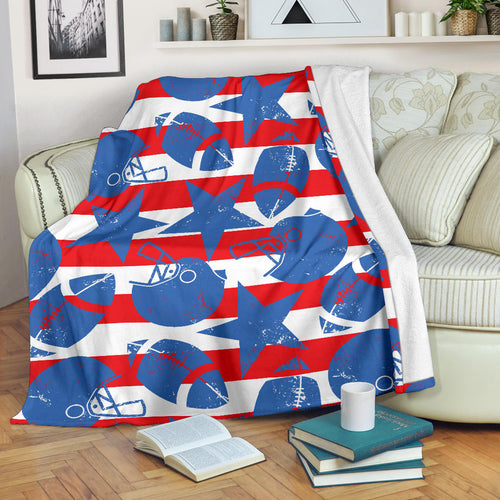 American Football Ball Star Stripes Pattern Premium Blanket