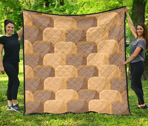 Bread Toast Pattern Print Design 04 Premium Quilt