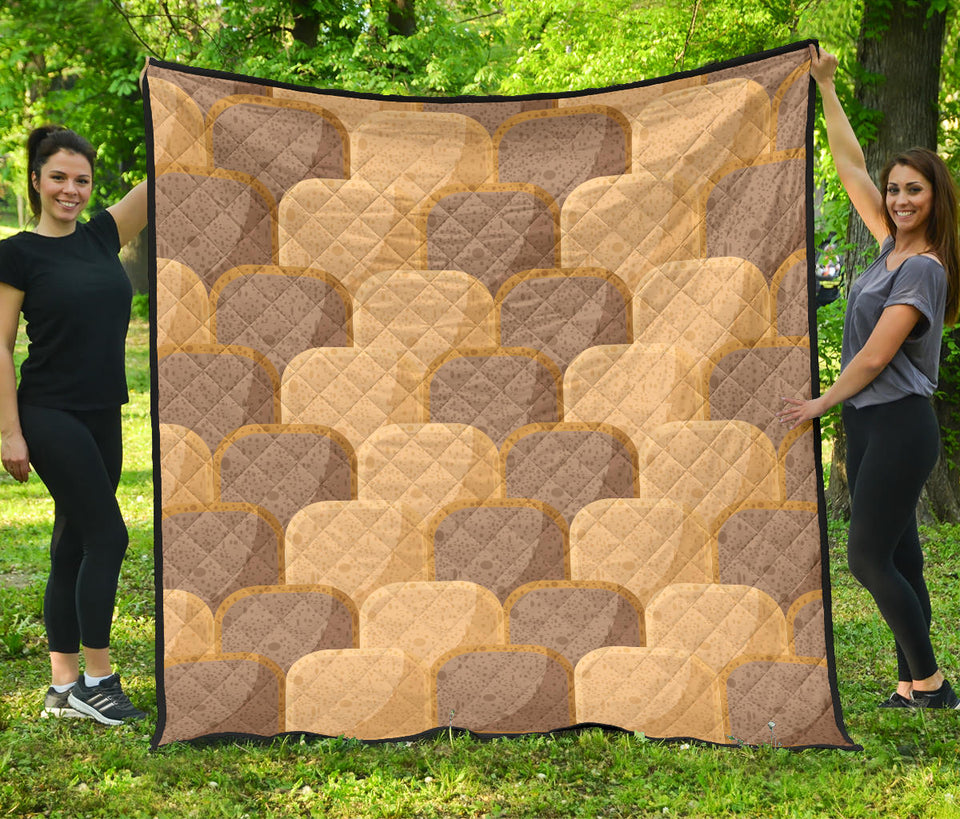 Bread Toast Pattern Print Design 04 Premium Quilt