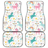 Colorful Unicorn Pattern Front And Back Car Mats