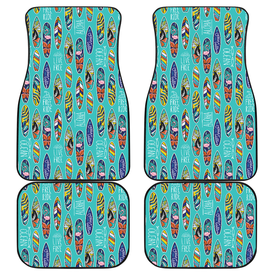 Surfboard Pattern Print Design 05 Front and Back Car Mats