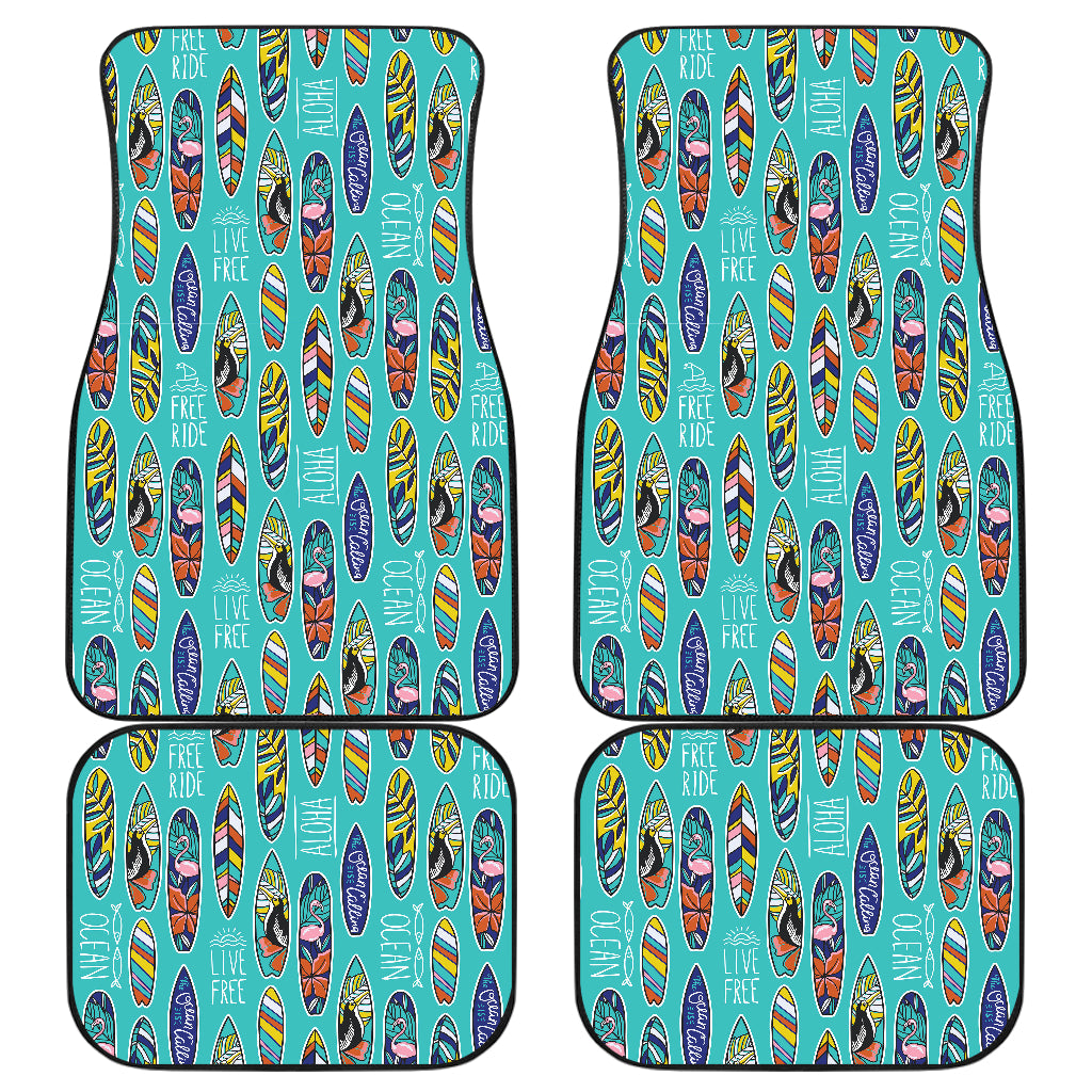 Surfboard Pattern Print Design 05 Front and Back Car Mats