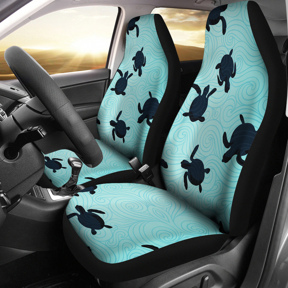 Sea Turtle With Blue Ocean Backgroud  Universal Fit Car Seat Covers