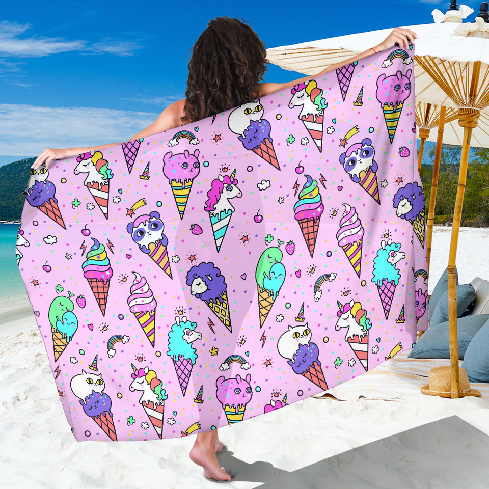 Cute Ice Cream Cone Animal Pattern Sarong