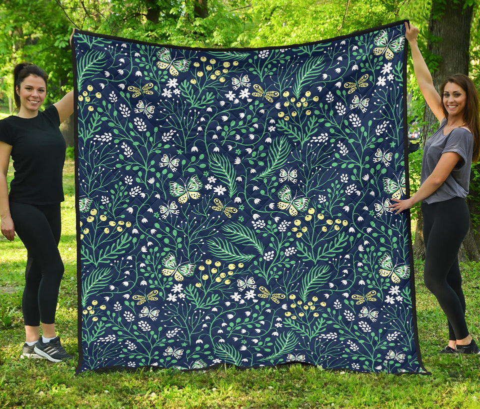 Butterfly Leaves Pattern Premium Quilt