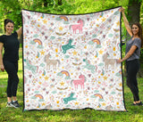 Colorful Unicorn Pattern Premium Quilt