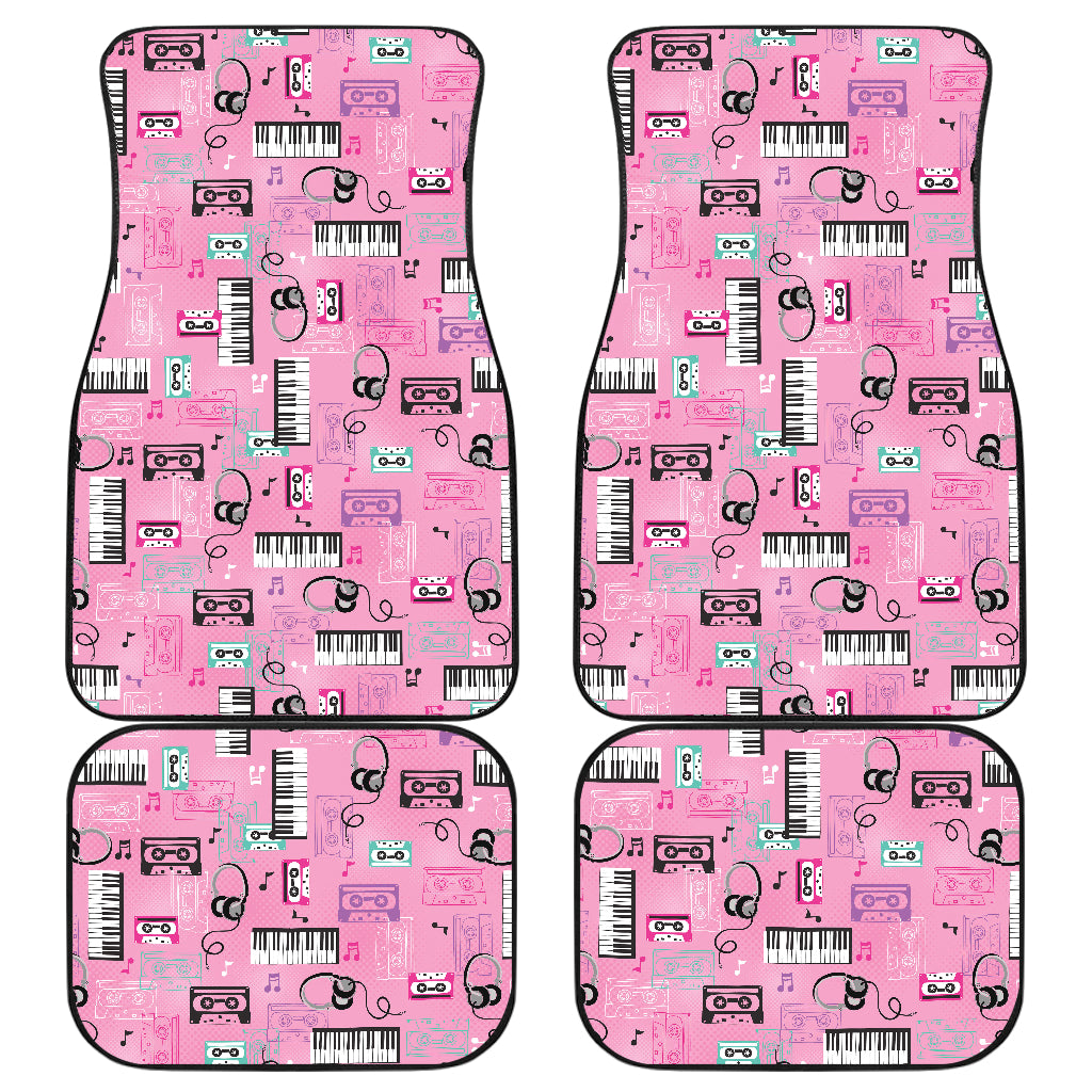 Piano Pattern Print Design 01 Front and Back Car Mats