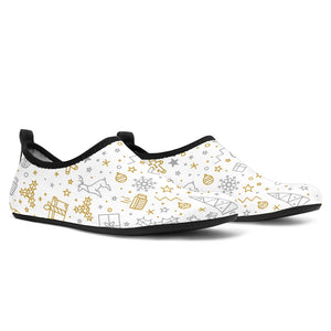 Christmas Tree Christmas Element Silver Gold Pattern Aqua Shoes