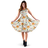 Lion Pattern Print Design 04 Sleeveless Midi Dress
