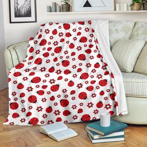Ladybug Pattern Print Design 04 Premium Blanket