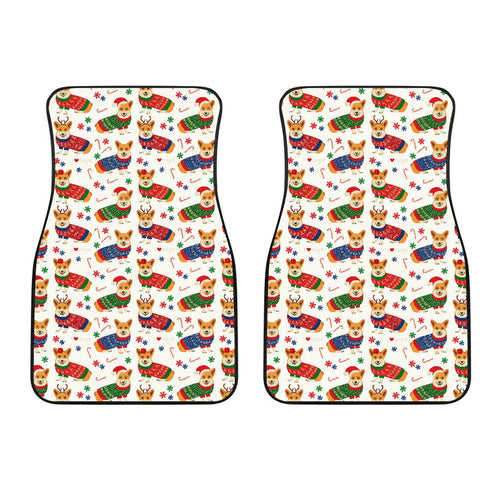 Corgi Christmas Pattern Front Car Mats