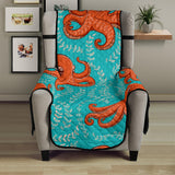 Octopus turquoise background Chair Cover Protector