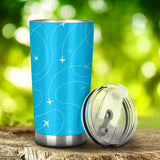 Airplane Destinations Blue Background Tumbler