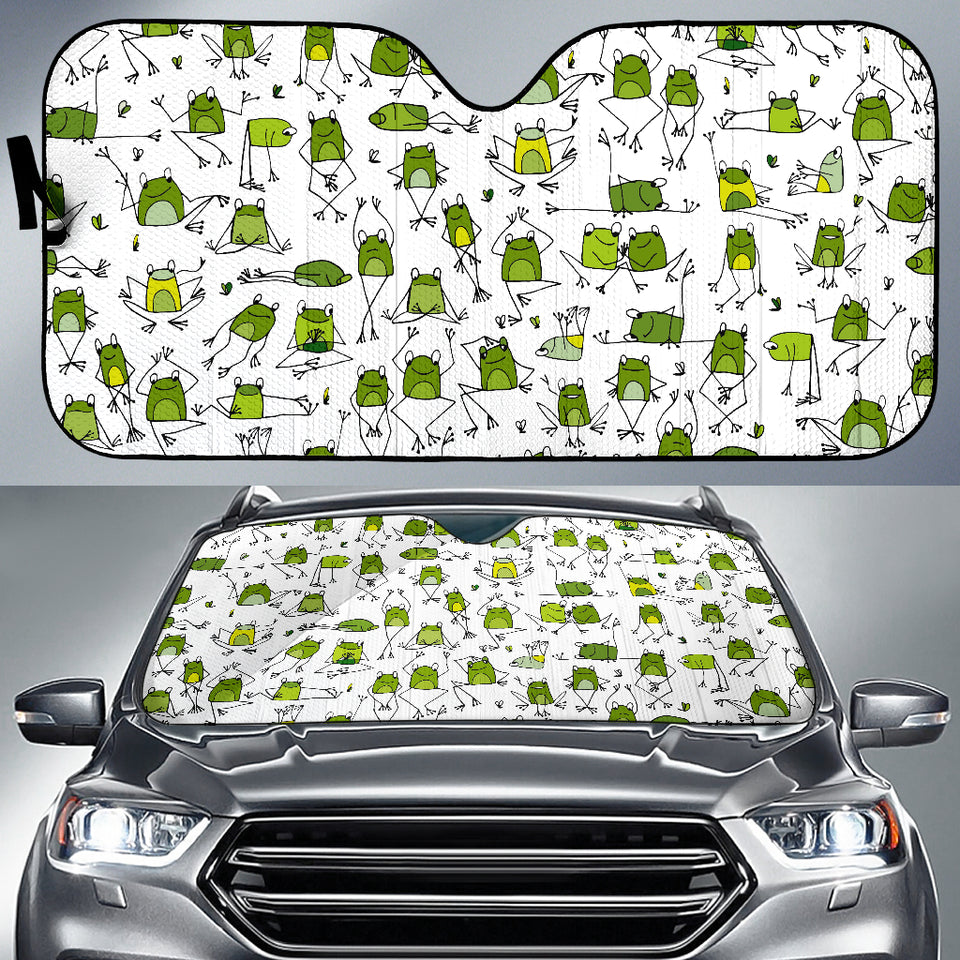 Sketch Funny Frog Pattern Car Sun Shade