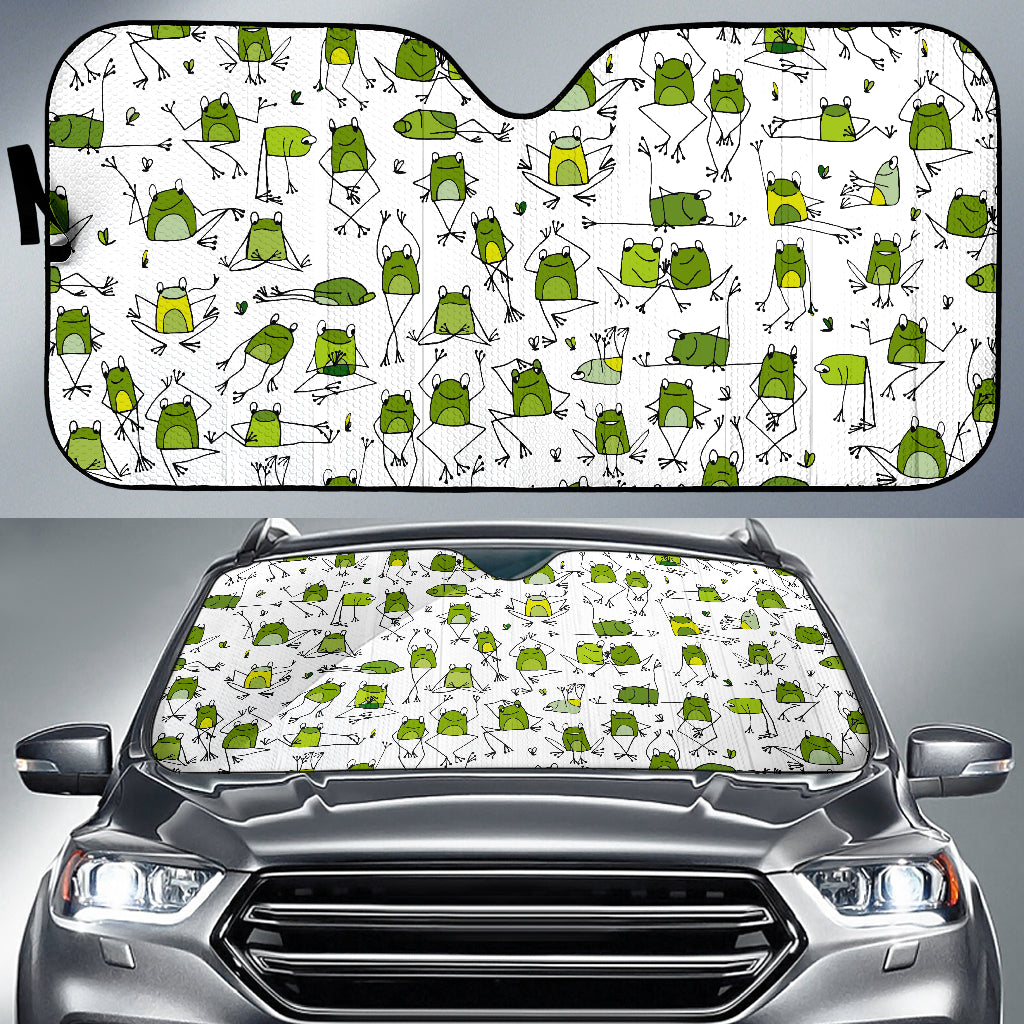 Sketch Funny Frog Pattern Car Sun Shade