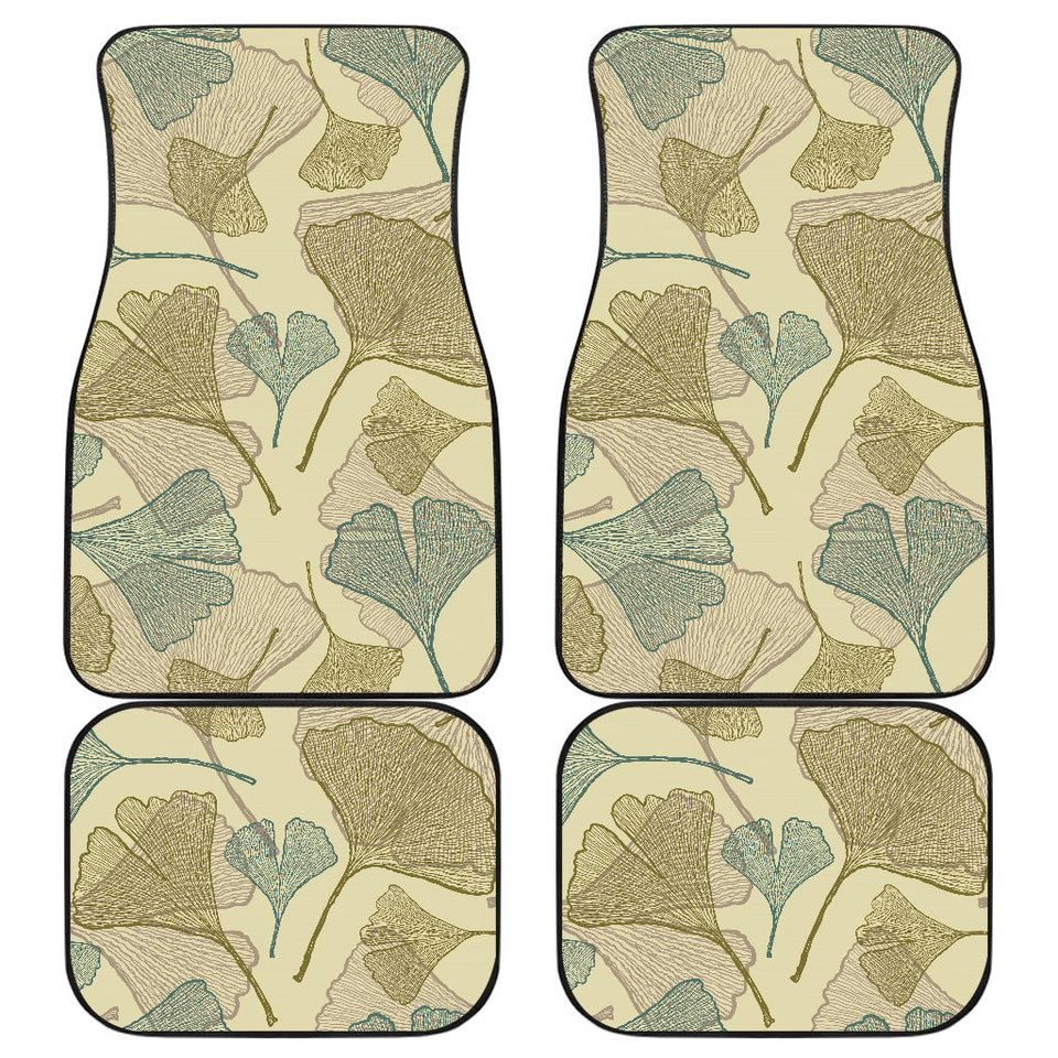 Ginkgo Leaves Design Pattern Front And Back Car Mats