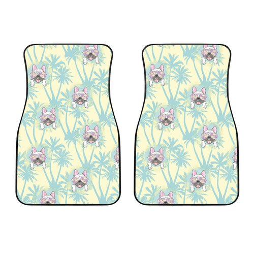 French Bulldog Hawaii Blackground Front Car Mats