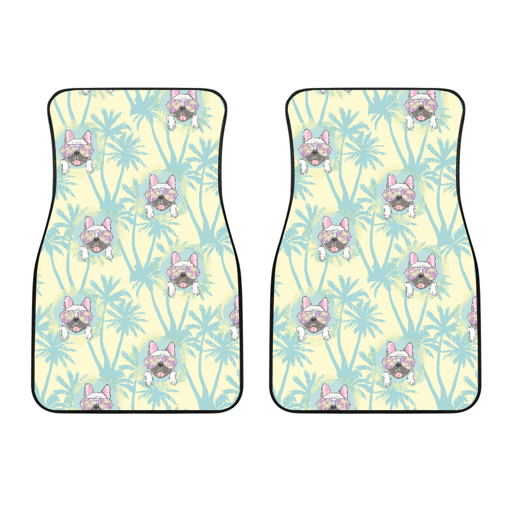 French Bulldog Hawaii Blackground Front Car Mats
