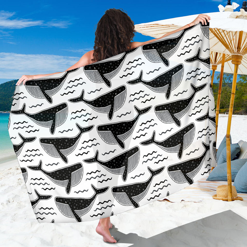 Black Whale Pattern Sarong