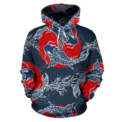 Koi Fish Carp Fishs Hand Drawn Japanese Art Men Women Pullover Hoodie