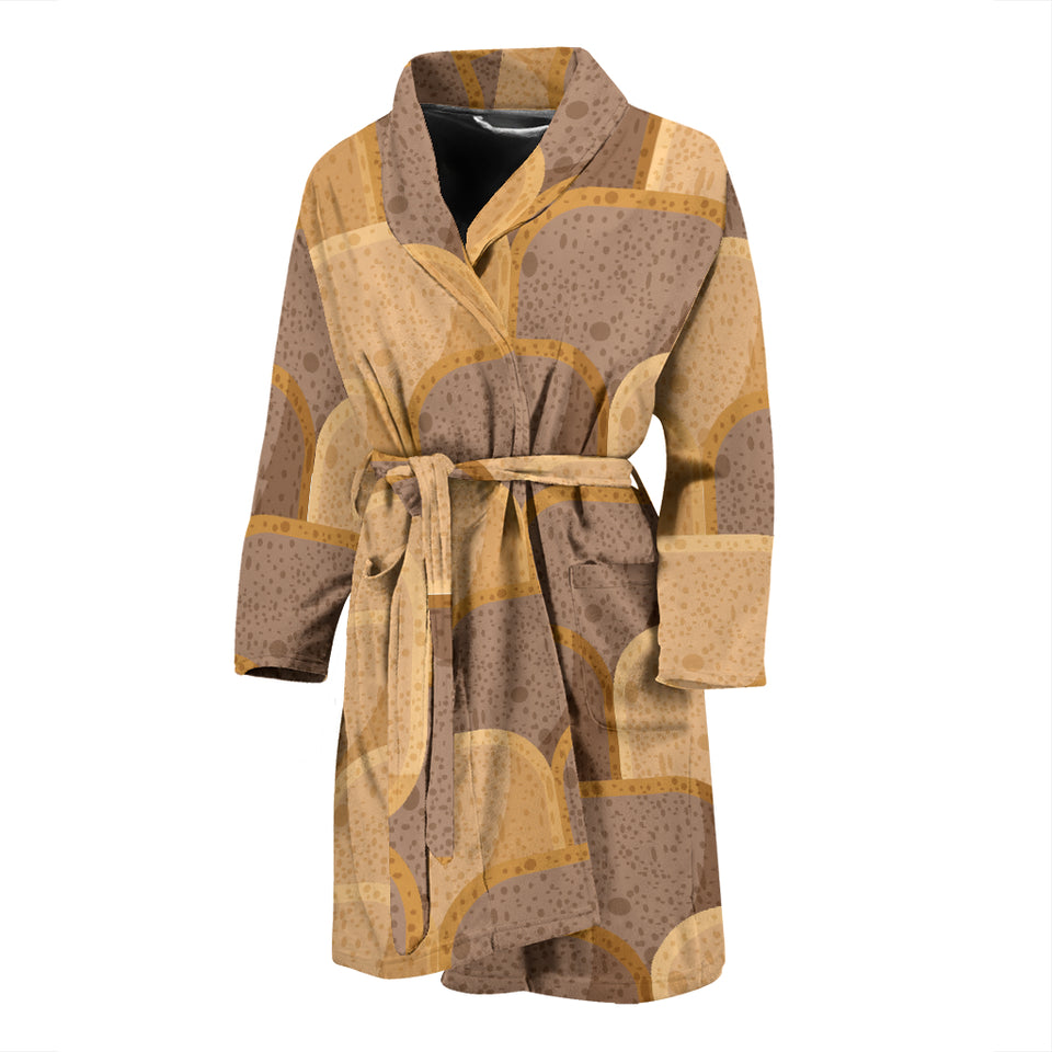 Bread Toast Pattern Print Design 04 Men's Bathrobe