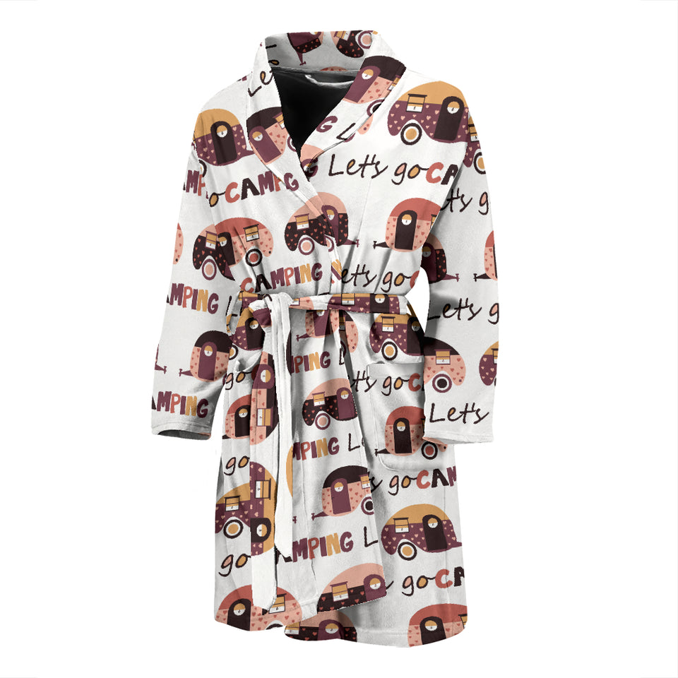 Camper Van Pattern Print Design 01 Men's Bathrobe