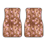 Pink Sakura Cherry Blossom Drak Brown Background Front Car Mats