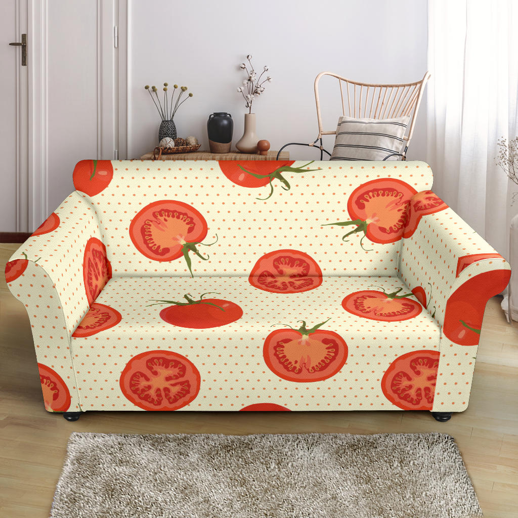 Tomato Dot Background Loveseat Couch Slipcover