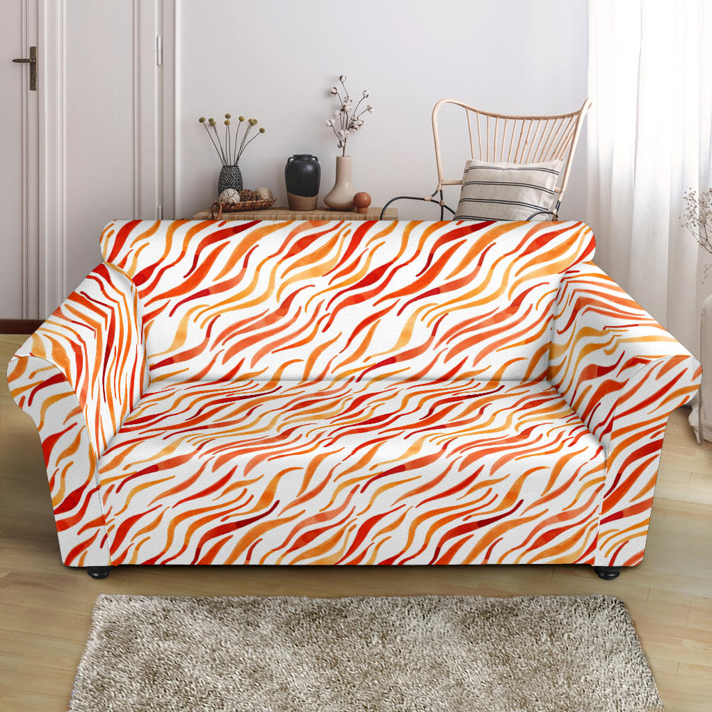 Fire Flame Watercolor Pattern Loveseat Couch Slipcover