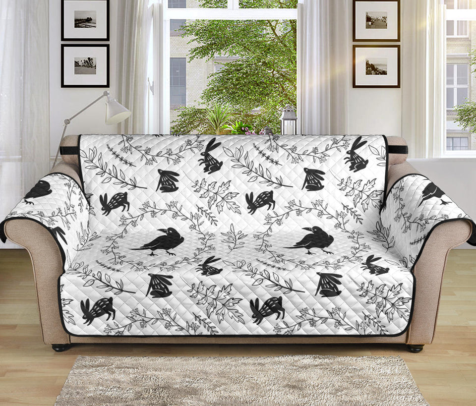 Crows floral wreath rabbit pattern Sofa Cover Protector