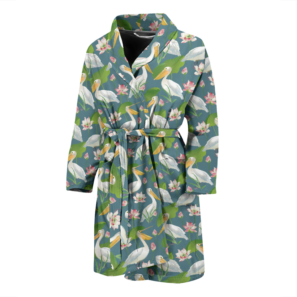Pelican Pattern Print Design 04 Men's Bathrobe