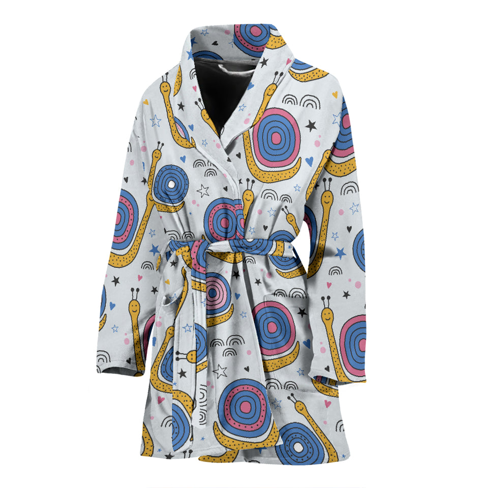 Snail Pattern Print Design 05 Women's Bathrobe