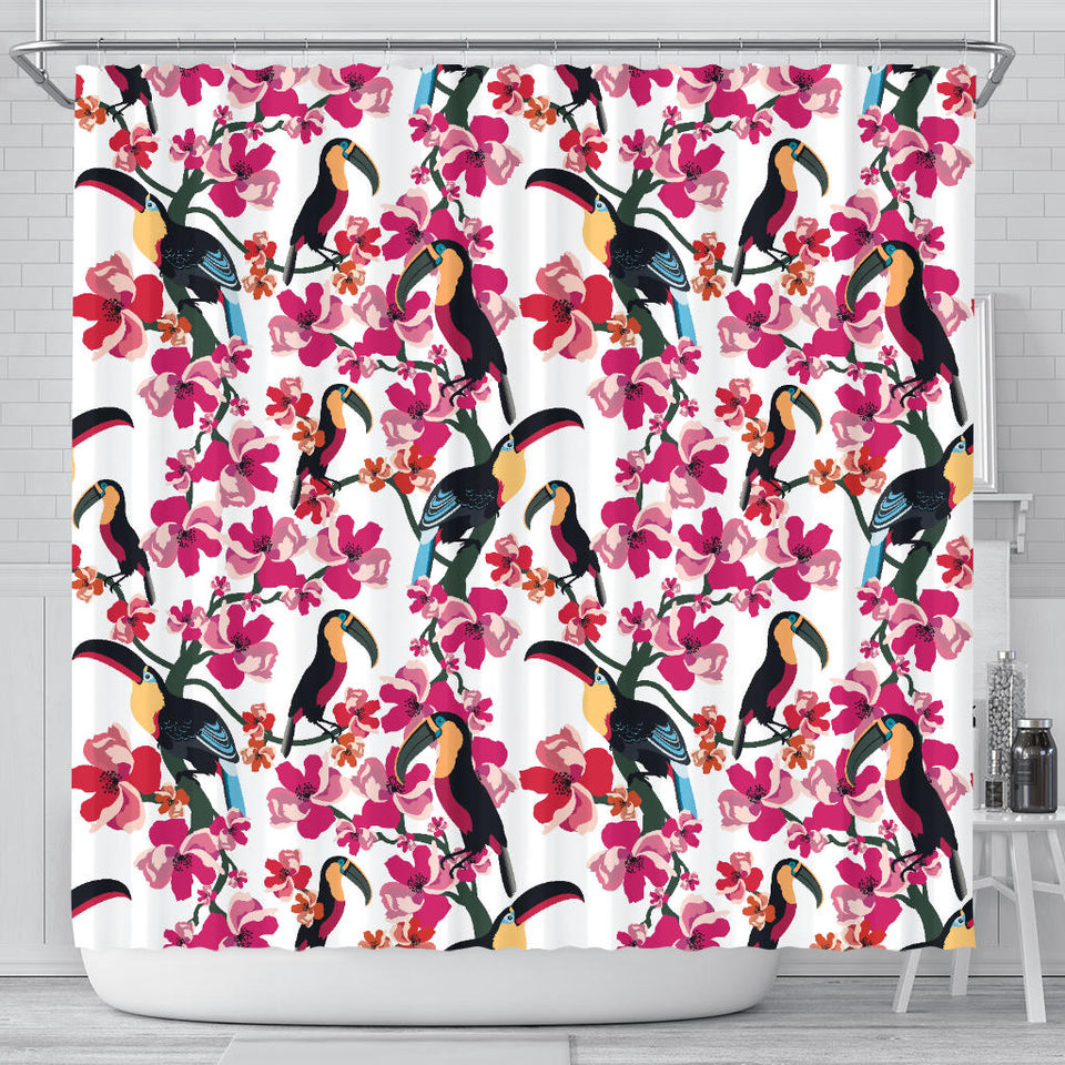 Toucan Flower Design Pattern Shower Curtain Fulfilled In US