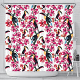 Toucan Flower Design Pattern Shower Curtain Fulfilled In US