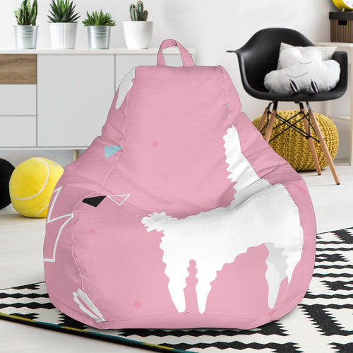 Llama Alpaca Pink Background Bean Bag Cover