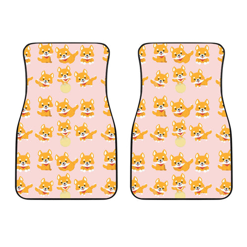 Cute Shiba Inu Dog Pattern  Front Car Mats