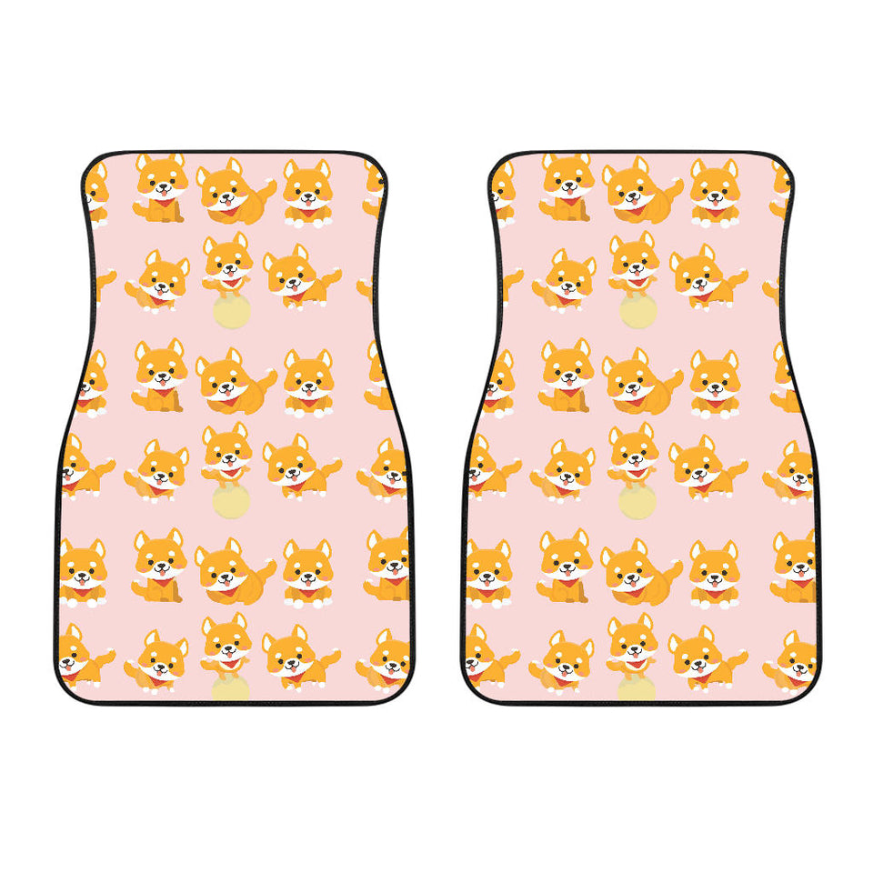 Cute Shiba Inu Dog Pattern  Front Car Mats