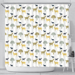 Silhouettes Of Goat And Tree Pattern Shower Curtain Fulfilled In US