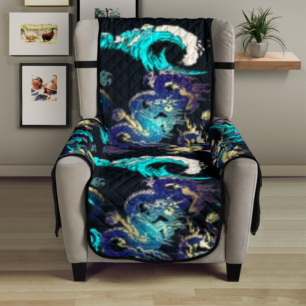 Dragon sea wave pattern Chair Cover Protector